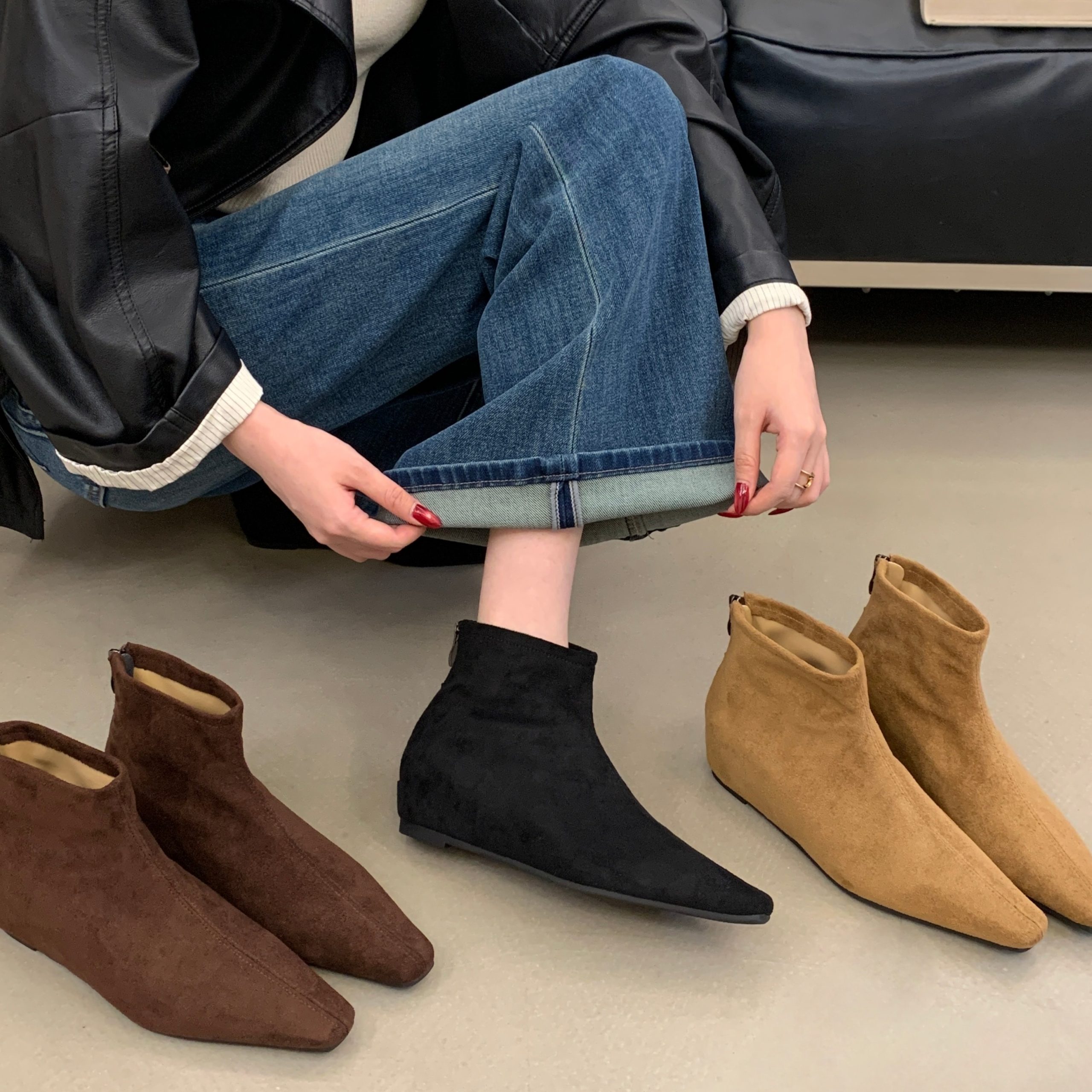 2026 New Autumn Winter Retro Square Toe Short Boots Women Slim Fit Fashion Ankle Boots - Image 5