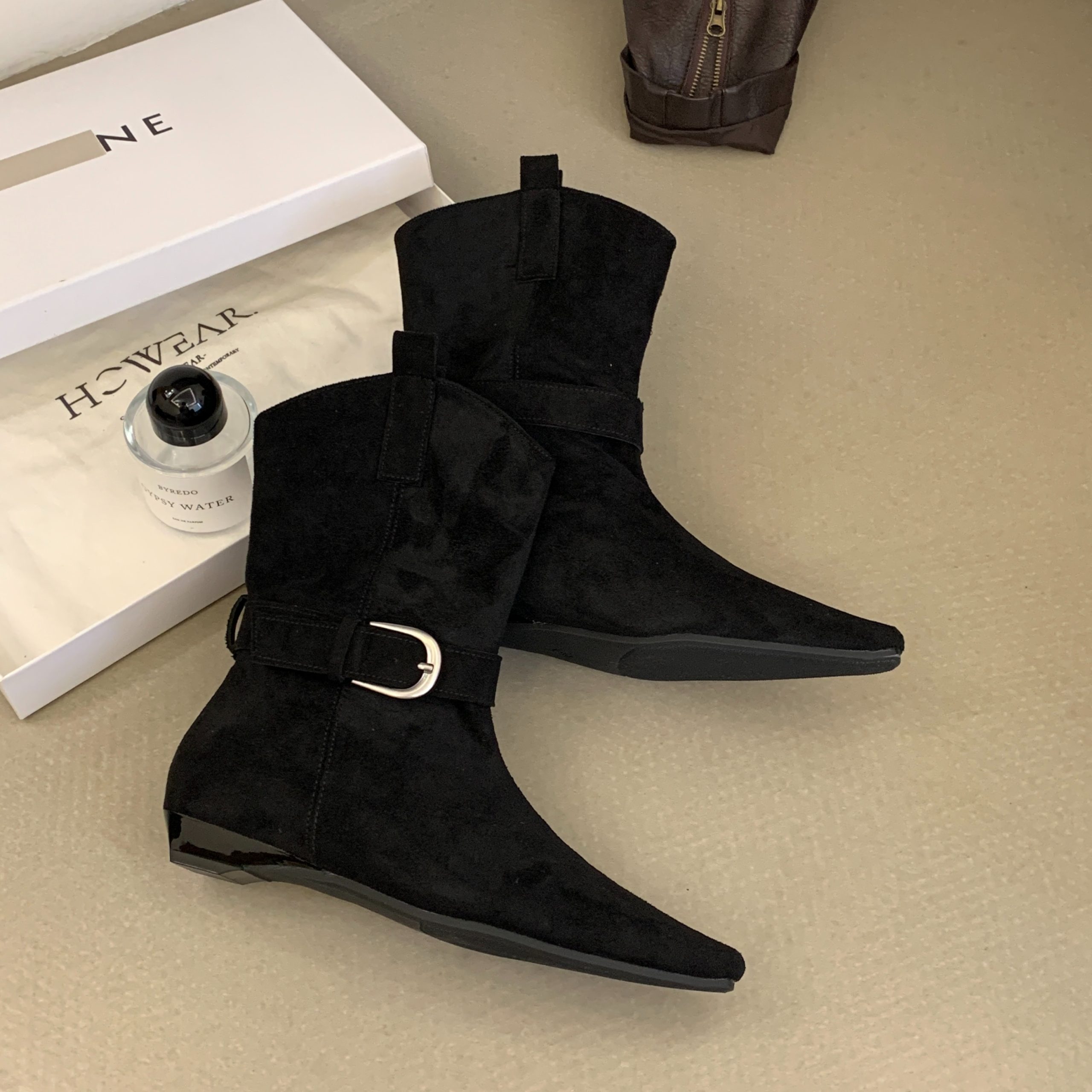 2026 New Autumn British Style Fashion Comfortable Retro Slim Short Boots with Buckle Suede Boots for Women - Image 5