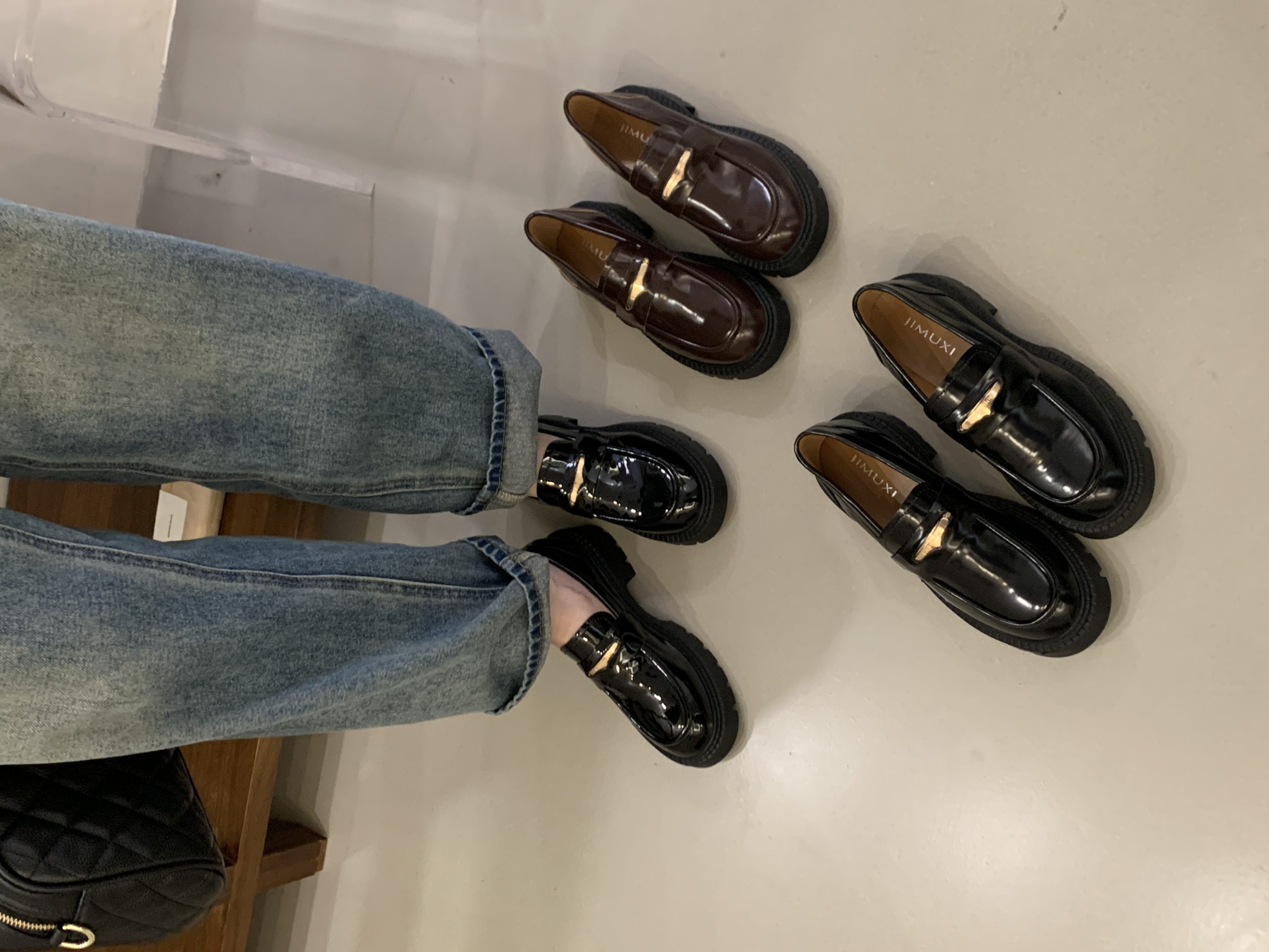 2025 Autumn New Loafer Shoes Thick Sole Anti-Slip Leather Shoes Metal Buckle Deep Mouth Single Shoes Chunky Heel