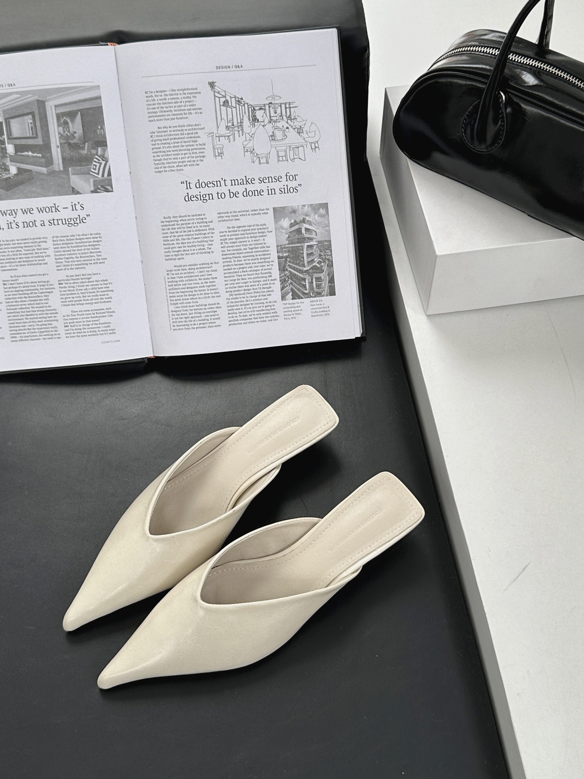 2025 Spring New Slim Pointed Toe Low Heel Slippers for Women Soft Leather Fashion Versatile - Image 4