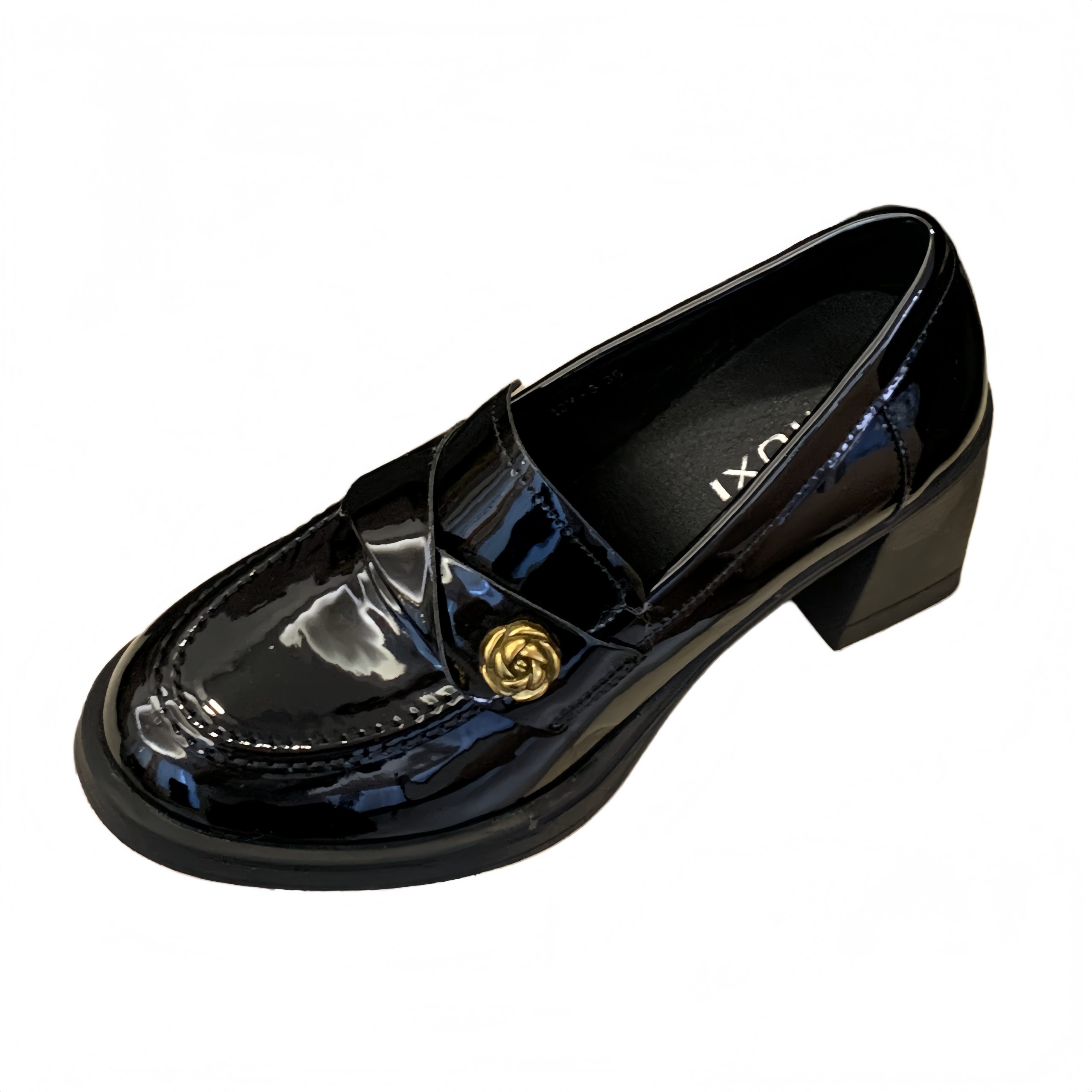2026 New Korean Style Chunky Heel Women's Loafers Thick Sole Leather Shoes - Image 5