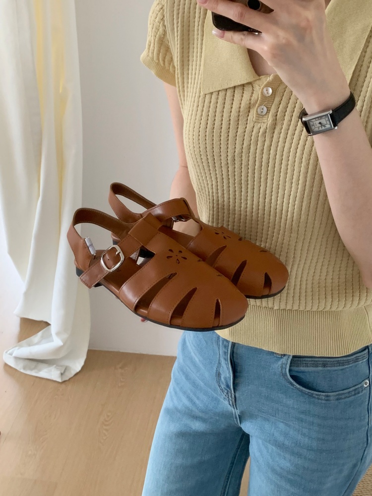 Retro Flat Woven Closed-Toe Roman Sandals for Women 2026 Summer New Comfortable Soft Sole - Image 4